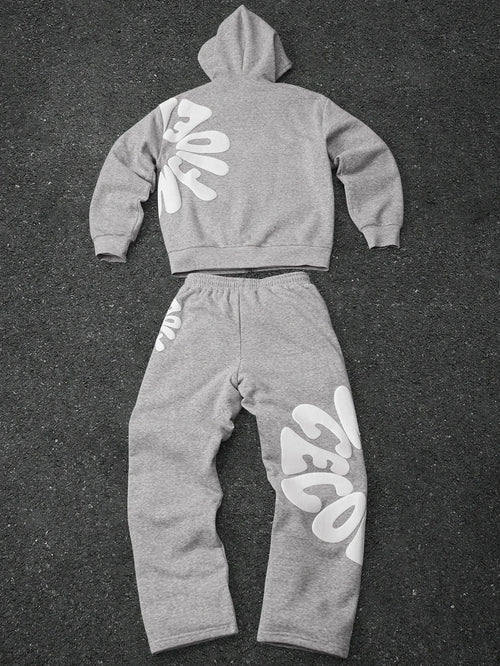 SINA Foam Print Zip Hoodie & Sweatpants Set